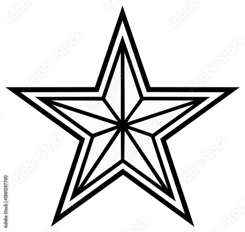 Stylized five pointed star illustration geometric black outline graphic design element