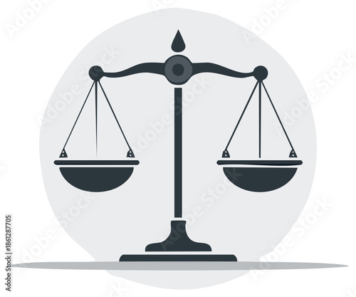 Simple graphic icon of a balance scale symbolizing justice judgment and the law