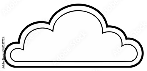 Outline cloud design graphic symbol for weather and the sky concept, simple cartoon