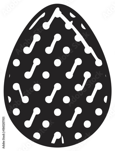 Black and White Easter Egg with Abstract Pattern