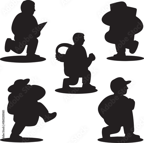 Silhouettes of children playing different sports and activities