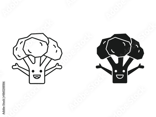 Happy broccoli character illustration