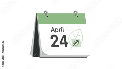 Green themed April 24 calendar icon symbolizing environmental awareness and spring planning