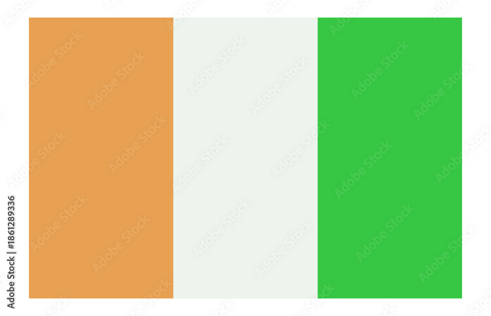 Naklejka premium Ivory Coast national flag rectangular vertical orange white green stripes vector illustration