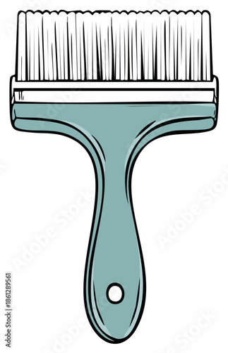 Illustration of a clean paint brush with blue handle and white bristles
