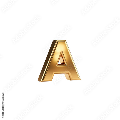 Golden letter A on Transparent Background