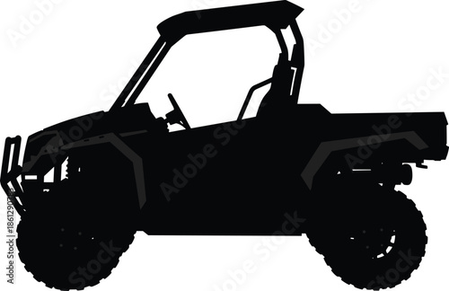 Side-by-Side UTV Off-Road Vehicle Silhouette Vector, All-Terrain Adventure, Sport Buggy, Recreational Utility, Desert Race Transport