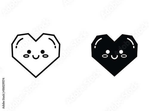 Cute heart shaped characters with smiling faces