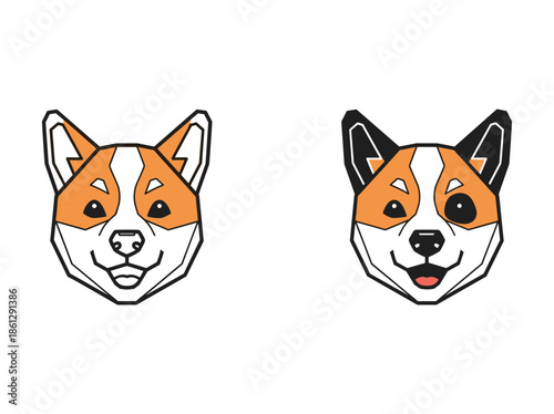 Cartoon dog faces with different expressions