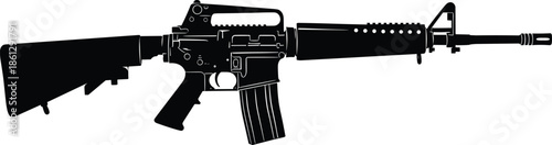 Silhouette, assault rifle, AR‑15 style, military firearm, tactical weapon, black gun, defense gear, combat equipment, war symbol, armed forces