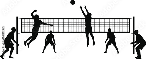 Silhouette man climbing step ladder in motion performing construction work, maintenance or repair, isolated black figure on white background, climbing up to safety platform.