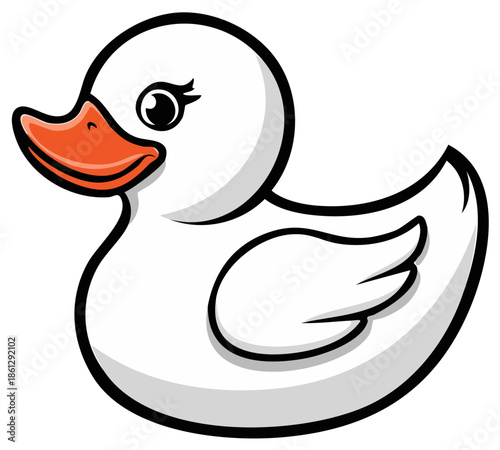 Cute White Duck Cartoon Character Illustration with Eyelashes