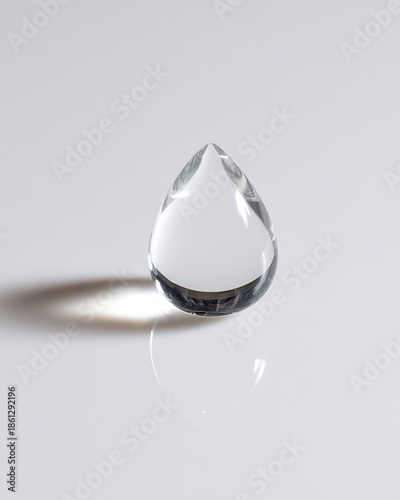 Minimalist Clear Crystal Water Drop Shape on White
