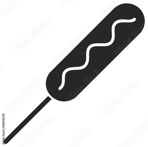 Corn Dog Icon Illustration, Food on Stick with Ketchup, Modern Design