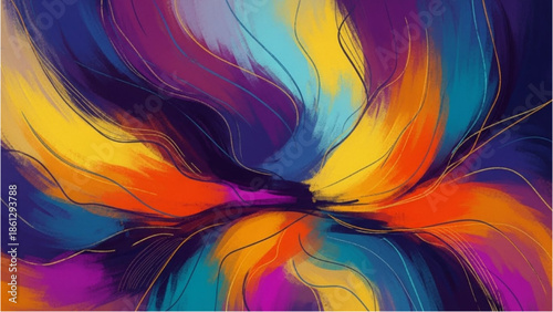 Vibrant abstract art with swirling colors and dynamic patterns