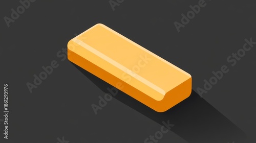 Isometric 3 d rendering of a rectangular object with shadow on a dark background