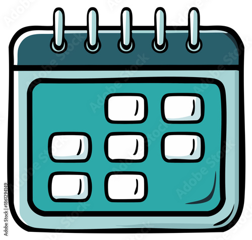 Hand drawn cartoon calendar icon for scheduling and planning