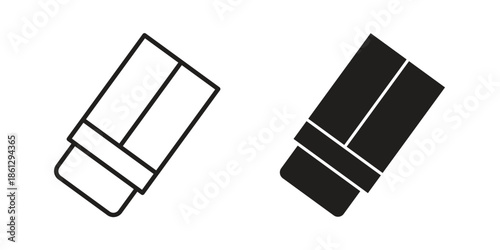 Eraser icons in black glyph and liner versions for design.