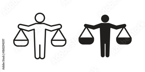 Ethics icons in black glyph and liner versions for design.