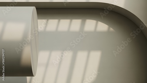 Minimalist Interior Design With Cylinder Shape Shadow Play Sunlight Casting Minimal Aesthetics and Light Effects Modern Architecture and Abstract Composition