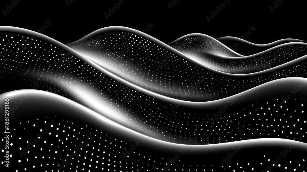 Fototapeta premium Waves of light creating harmony in a dark abstract landscape of movement