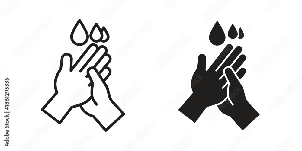 Obraz premium Handwashing icons in black glyph and liner versions for design.