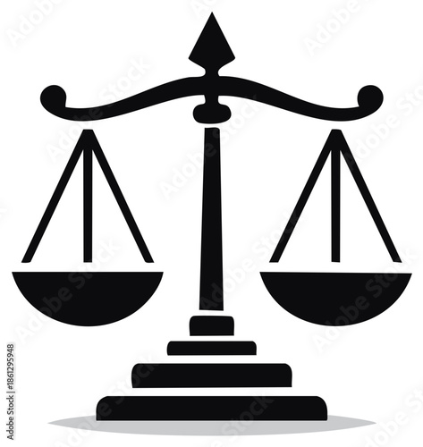 Black and white illustration of justice scales