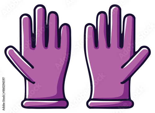 Purple protective rubber gloves icon vector illustration for cleaning and hygiene