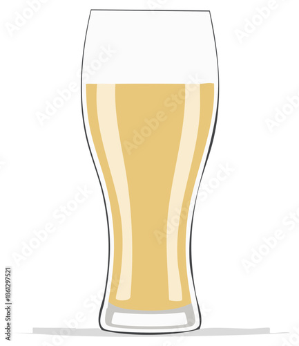 Cartoon Style Beer Glass Illustration with Light Color Liquid