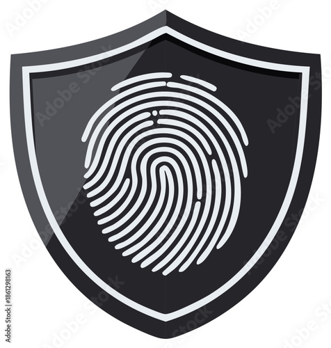 Fingerprint shield icon for biometric security and digital identity protection