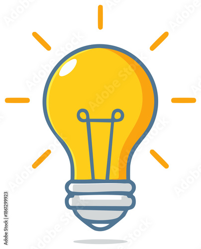 Simple glowing light bulb illustration representing a bright idea, creativity, and innovation