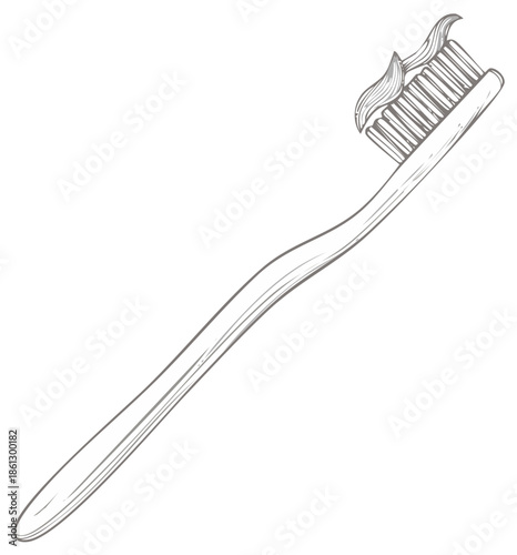 Toothbrush with toothpaste, vector illustration