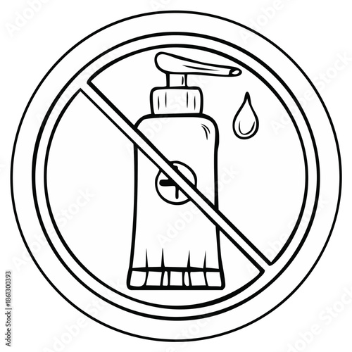 No hand sanitizer allowed prohibition sign concept vector illustration