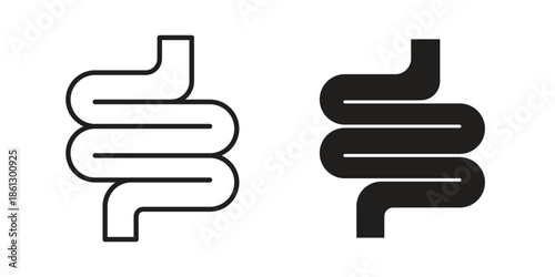 Intestines icons in black glyph and liner versions for design.
