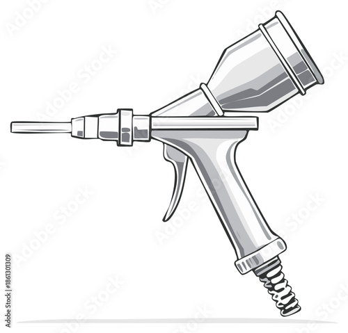 Isolated hopper gun for spraying texture vector illustration in monochrome style