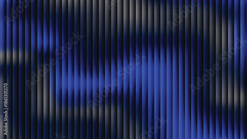 Glass ripple texture with dark gradient background and lilac light streaks. Futuristic distortion, moody abstract glow, reeded vertical blur. Vector illustration EPS