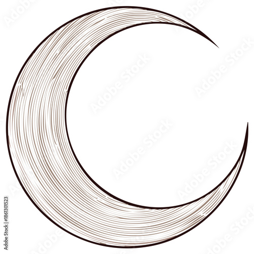 Crescent Moon Vector Illustration Hand Drawn Style Lunar Phase Symbol