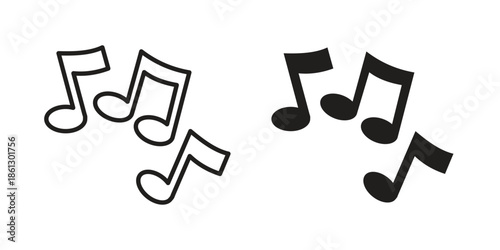 Music note icons in black glyph and liner versions for design.