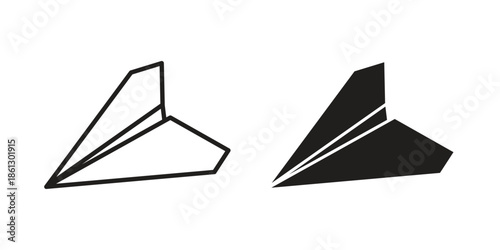 Paper plane icons in black glyph and liner versions for design.