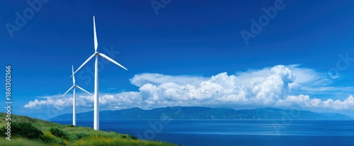 Wind turbines harness refreshing breezes for a sustainable cleaner greener tomorrow.