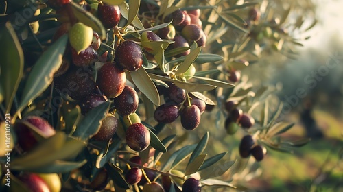 An olive tree laden with ripe olives ready for harvest