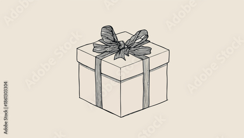 A simple hand-drawn illustration of a gift box with a bow, perfect for conveying celebration and generosity