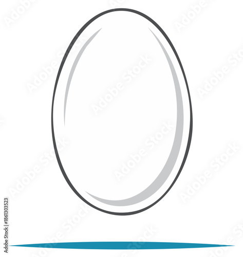 Minimalist illustration of an egg with gray shading and a teal accent line, creating a modern and clean visual