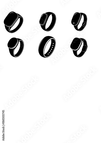 Quiet Tech Silhouette of Smart Ring for Discreet Health Monitoring and Minimalist Wearable Technology Wellness Lifestyle Concept Vector