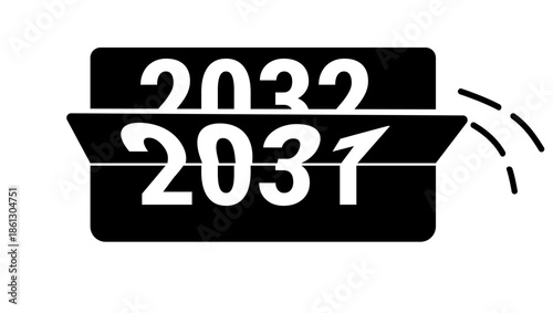 A flip clock showing the transition from 2031 to 2032