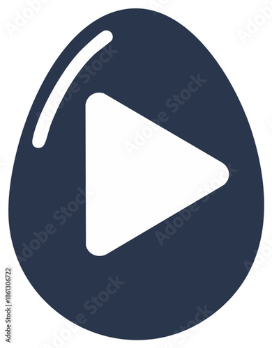 Egg Shaped Symbol Displaying a Play Icon for Multimedia Applications and User Interface Design