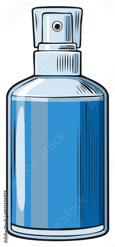 Vector illustration of a blue liquid spray bottle for cleaning, beauty, or hygiene products