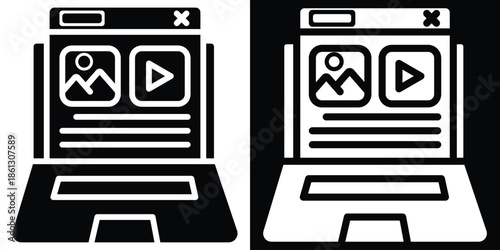 Content icon vector illustration glyph style on white and black background