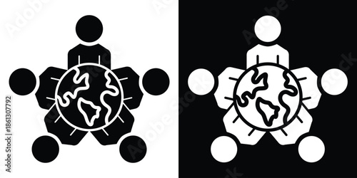 Community icon vector illustration glyph style on white and black background