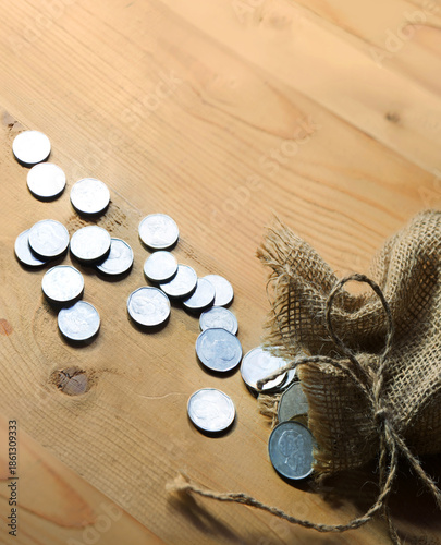 Canvas-taulu Silver coins in the bag